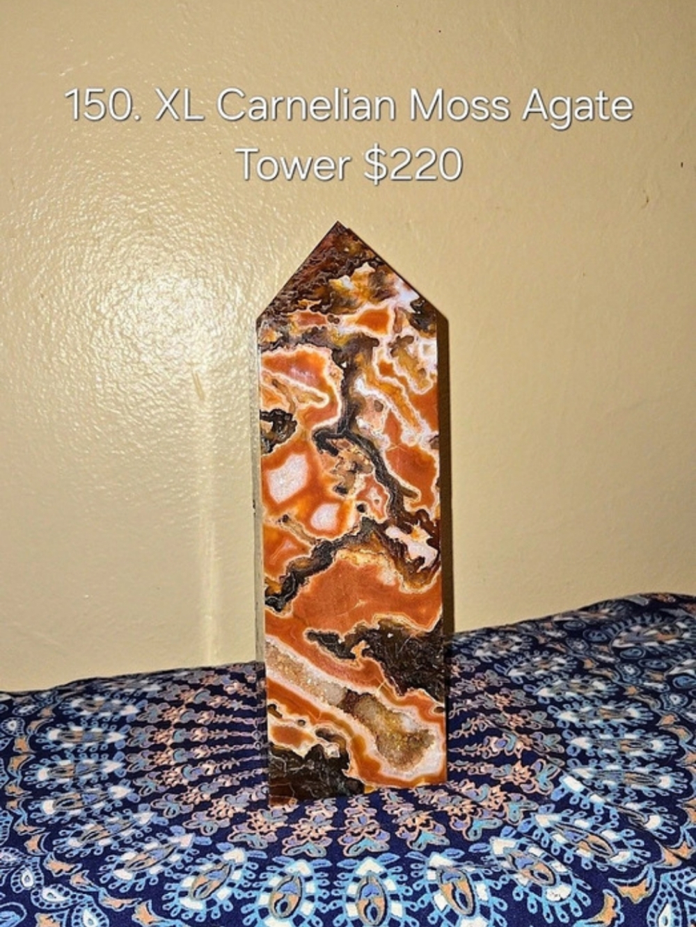 XL Carnelian Moss Agate Tower Carnelian Moss Agate Tower Orange Brown